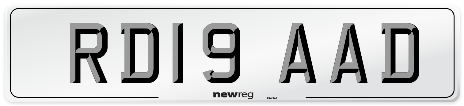 RD19 AAD Number Plate from New Reg
